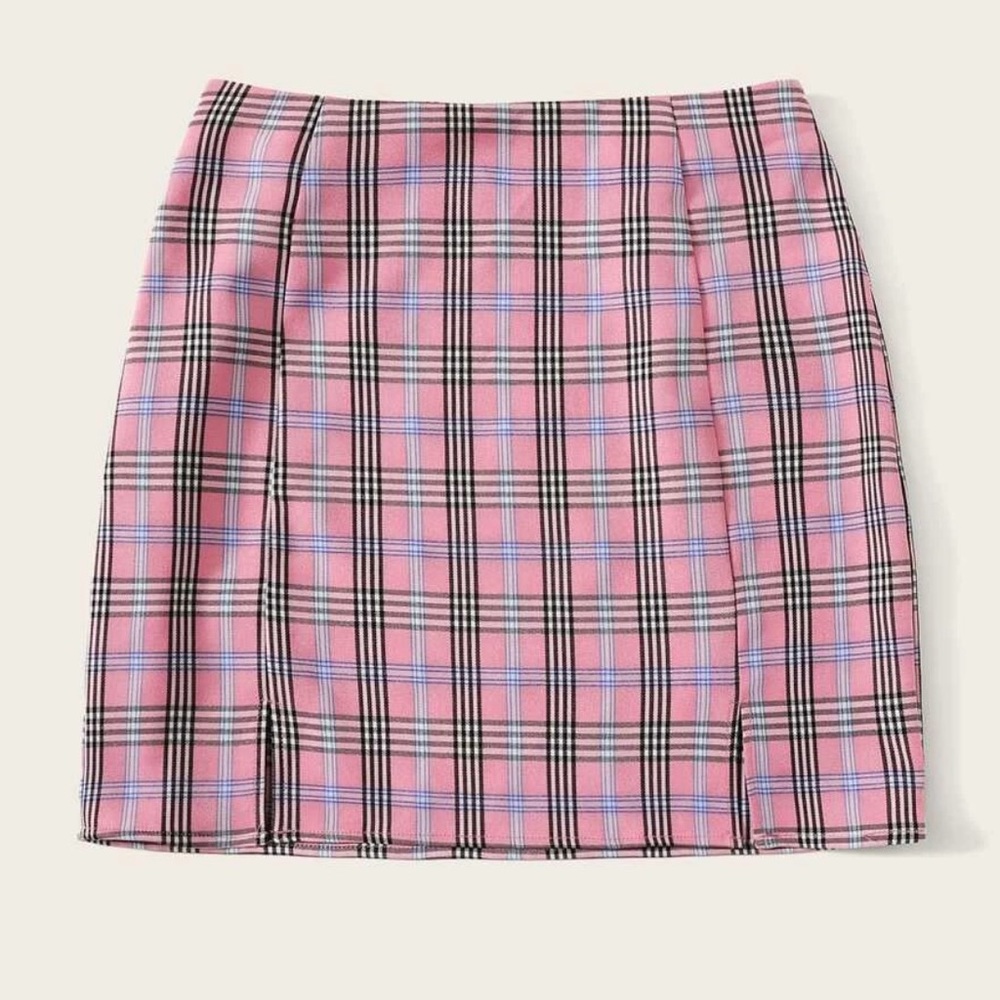 Shein Pink Plaid Skirt